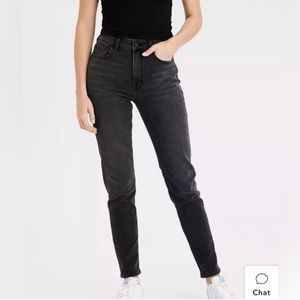 American Eagle, Stretch Mom Jean, High-Rise, Size 0, Faded Black